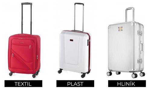 Top 3 cestovní kufry: dělení dle materiálu
