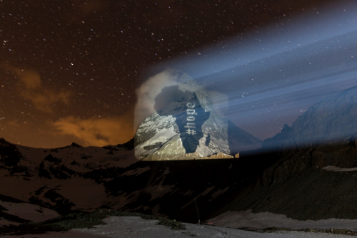 Matterhorn, April 202020. Light Art by Gerry Hofstetter.