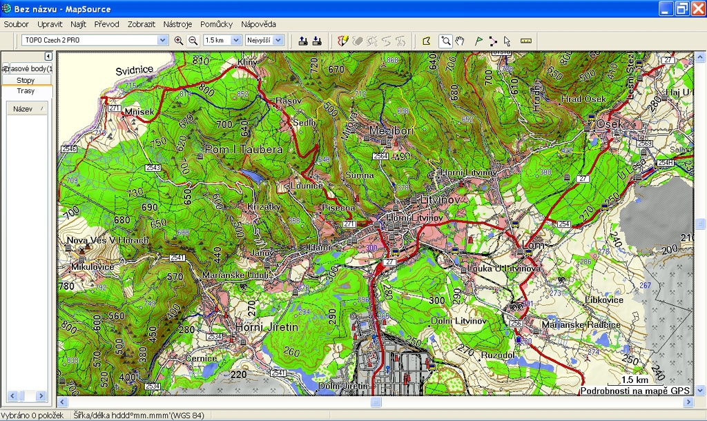 Turistick mapa pro GPS Topo Czech 2Pro
