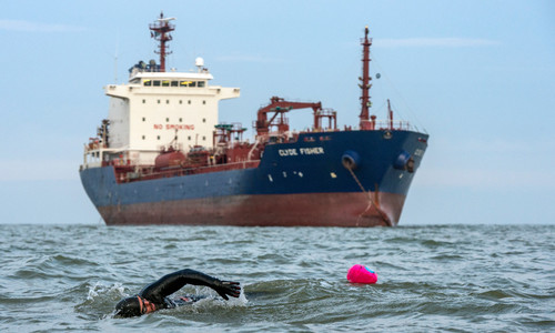 Strongman Ross Edgley swims into shore after 157 days and 2,000 miles at sea Strongman Ross Edgley swims into shore after 157 days and 2,000 miles at sea
