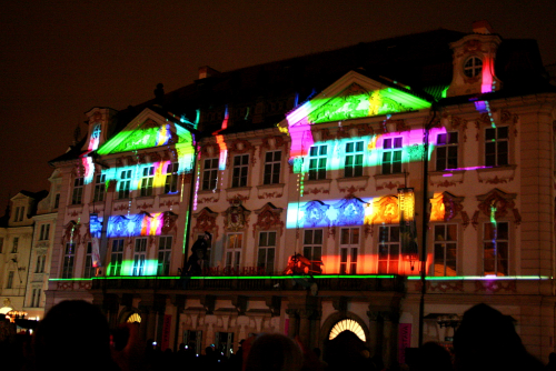 Radugadesign: Big Data na paláci Kinských na Staroměstském náměstí v Praze. Signal Festival / Prague Festival of Lights 2016.
