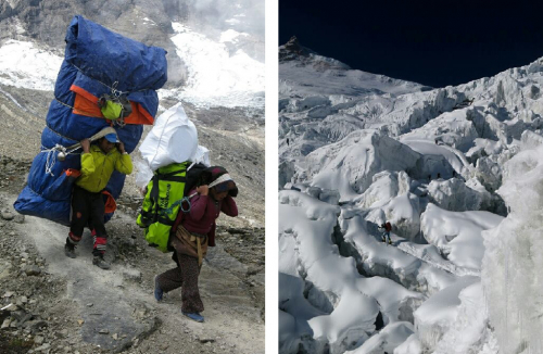 Většina expedic balí a mizí do údolí. Budeme je následovat. Manaslu (8163 m).