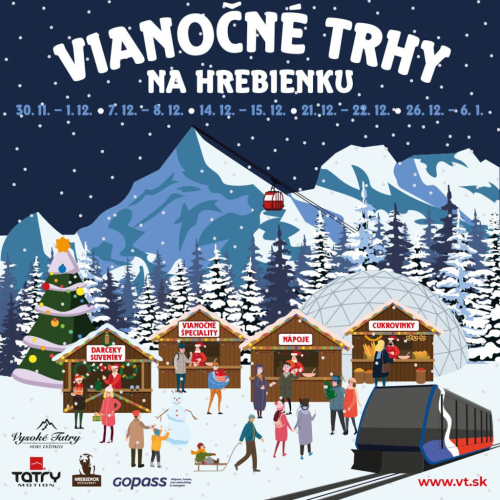 Vianočné trhy na Hrebienku, Vysoké Tatry.